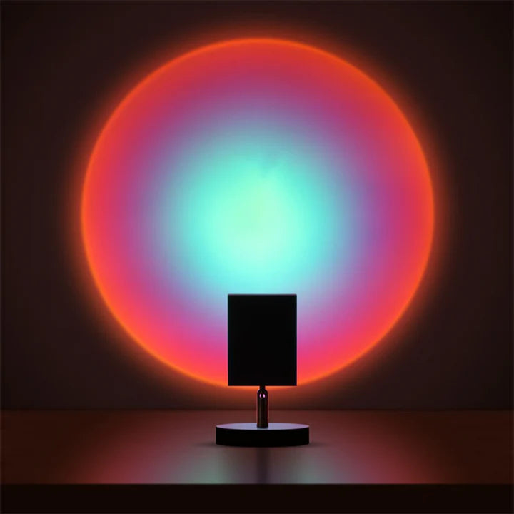 GlowBright - retro tafellamp met zonsondergangmotief