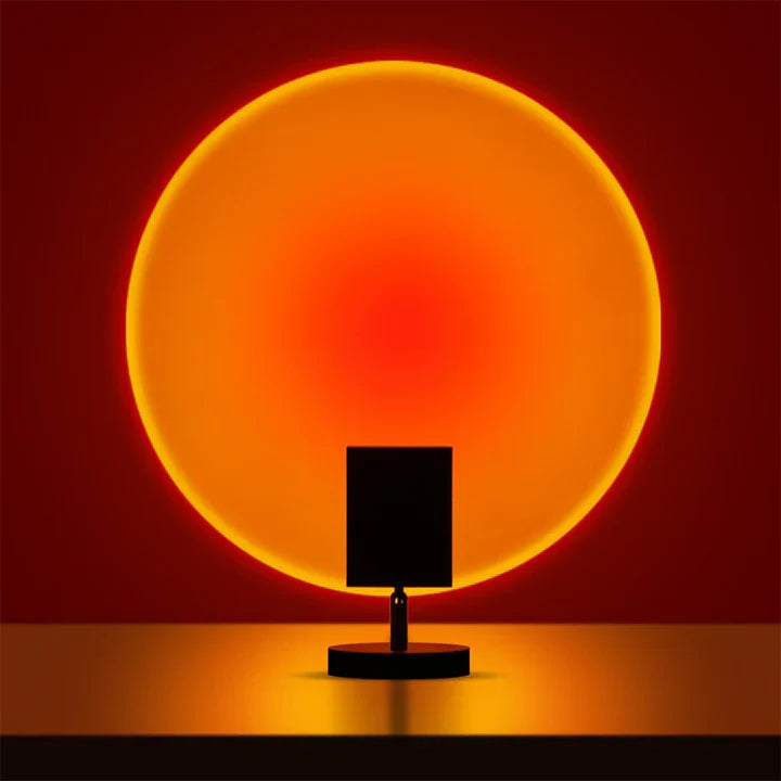 GlowBright - retro tafellamp met zonsondergangmotief