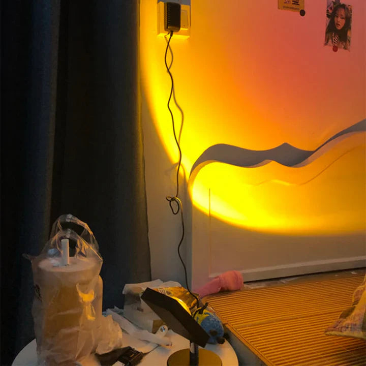 GlowBright - retro tafellamp met zonsondergangmotief