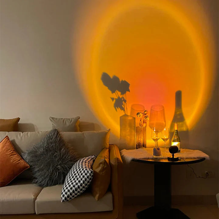 GlowBright - retro tafellamp met zonsondergangmotief