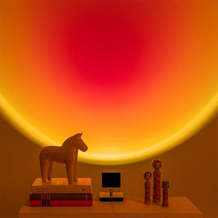 GlowBright - retro tafellamp met zonsondergangmotief
