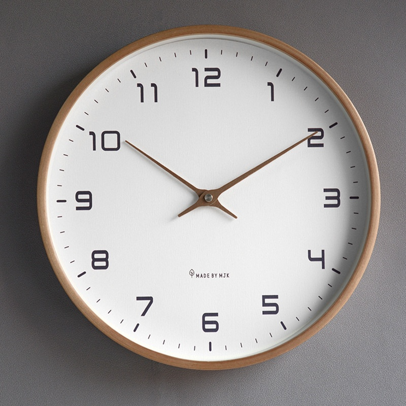 EleQuartz clock - ronde wandklok - noordse houten wandklok