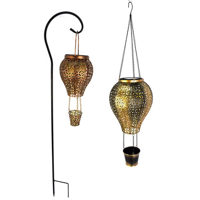 Smeedijzeren holle solar tuinlamp