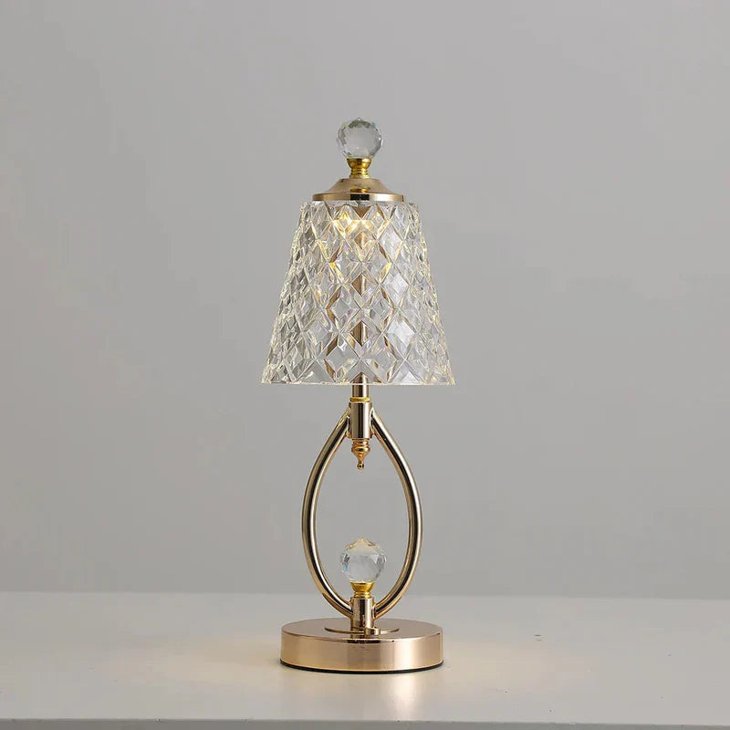 Vintage gouden kristallen tafellamp