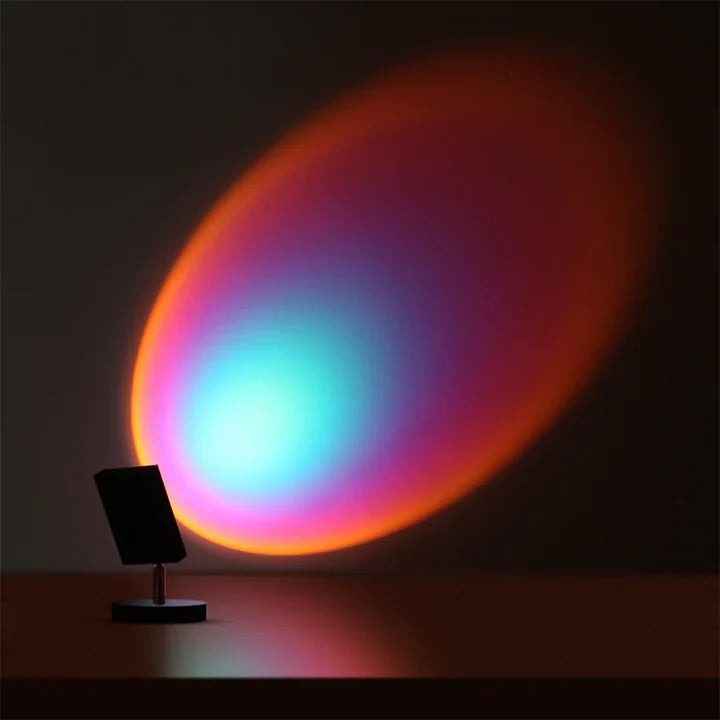 GlowBright - retro tafellamp met zonsondergangmotief