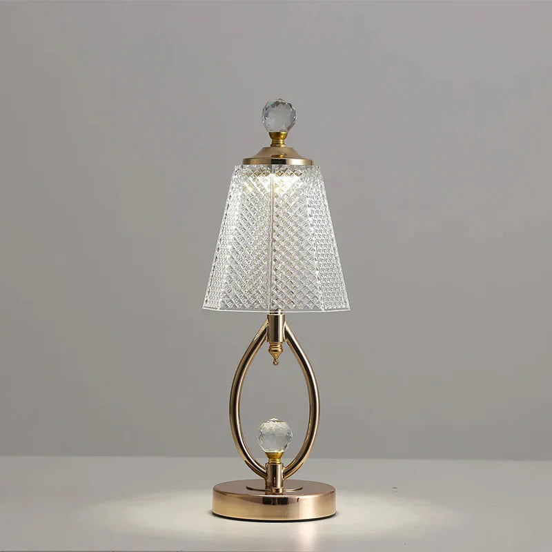 Vintage gouden kristallen tafellamp