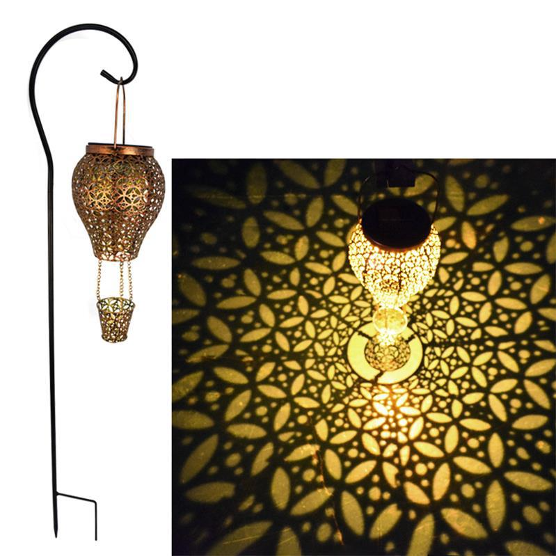 Smeedijzeren holle solar tuinlamp