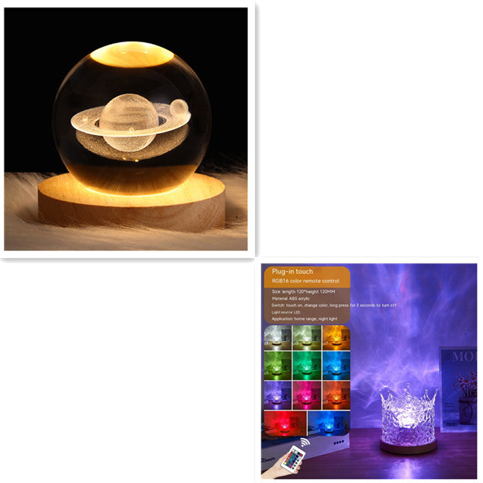 LED-wellen-projektionslampe – RGB, dimmbare tischlampe mit 16 farben