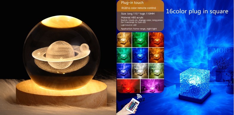 LED-wellen-projektionslampe – RGB, dimmbare tischlampe mit 16 farben