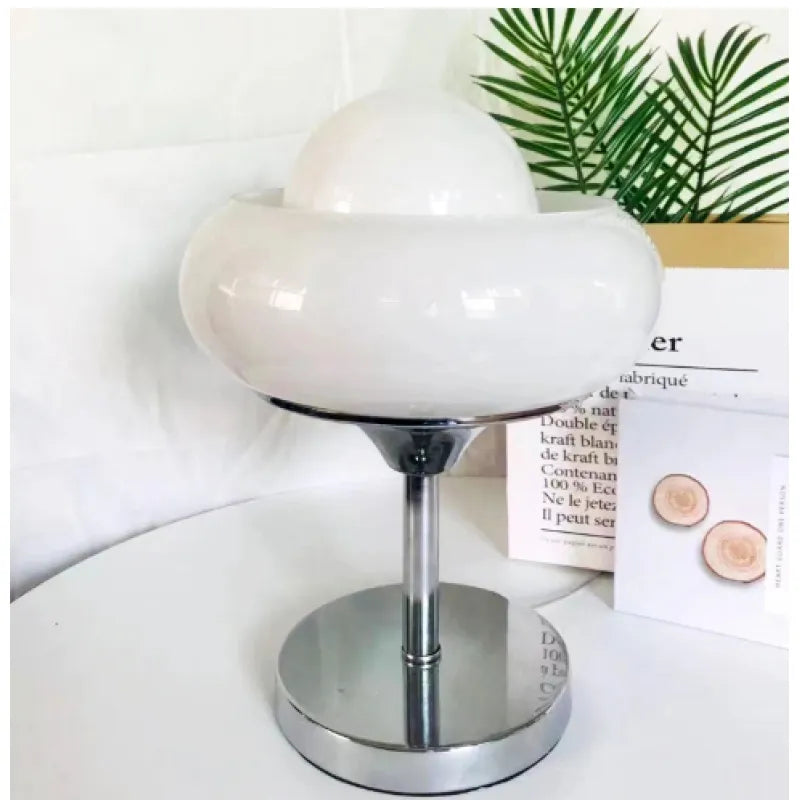 Vintage Bauahus glazen gele tafellamp
