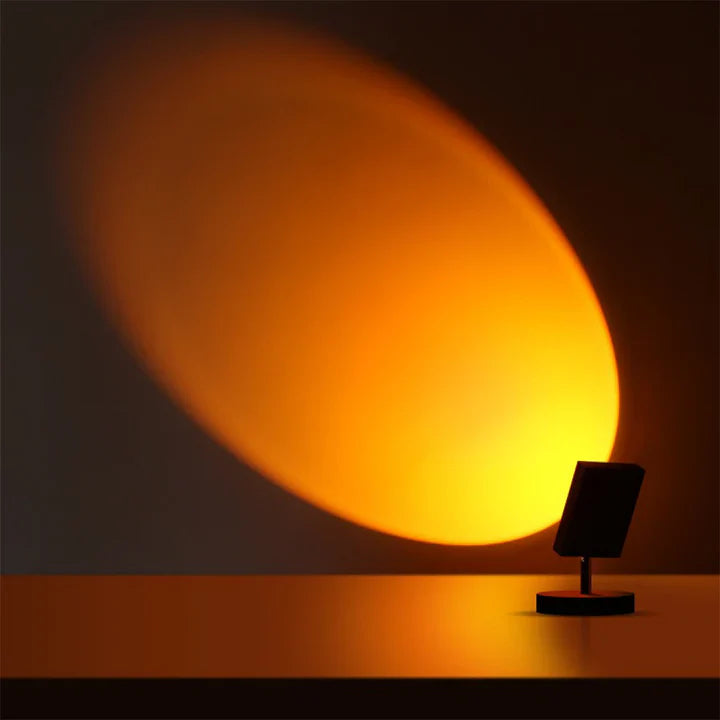 GlowBright - retro tafellamp met zonsondergangmotief