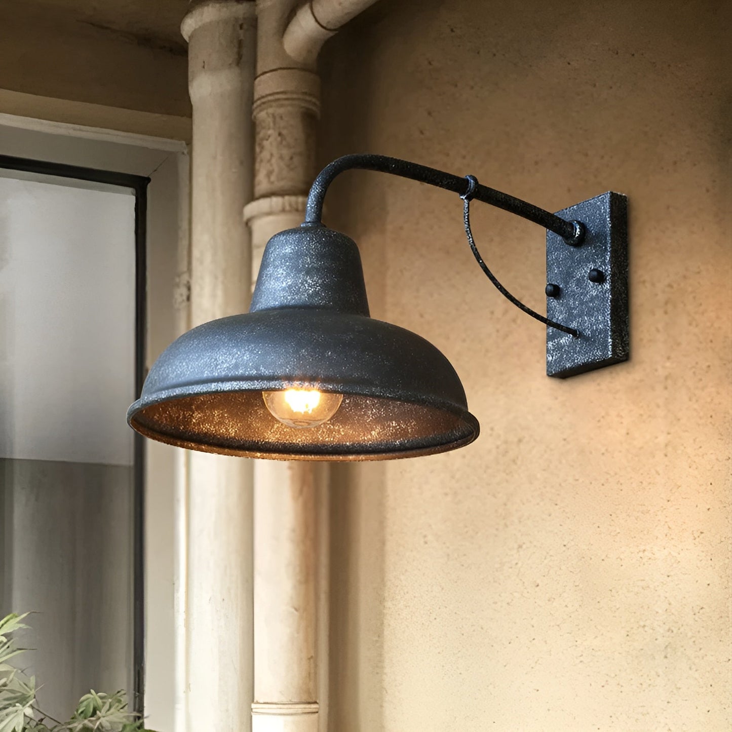 Aisle ijzeren wandlamp - antiek vintage schuurlamp - zwart industrieel wandlicht