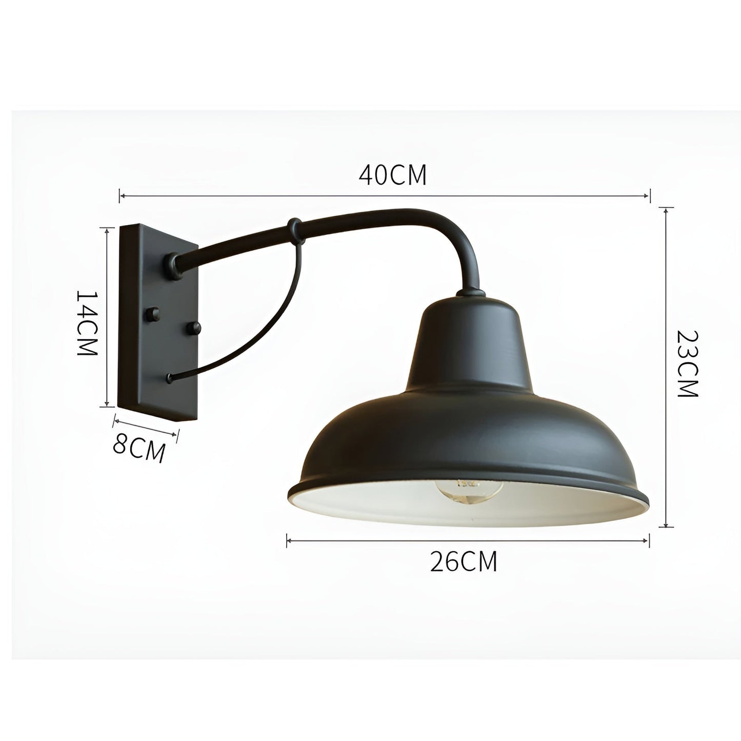 Aisle ijzeren wandlamp - antiek vintage schuurlamp - zwart industrieel wandlicht