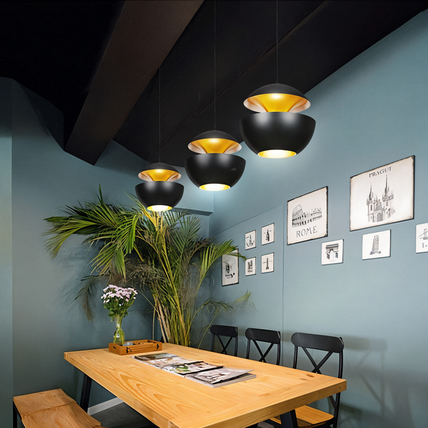 Appel hanglamp - zwart wit zon hanglamp - artistieke e27 hanglamp