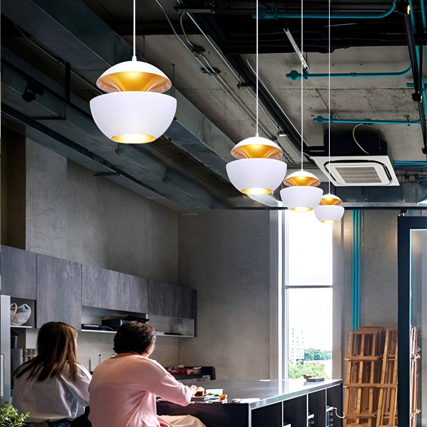 Appel hanglamp - zwart wit zon hanglamp - artistieke e27 hanglamp