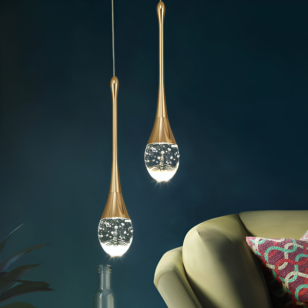 Glazen druppel hanglamp - zwart & goud kristallen bubble hanglamp - teardrop verlichting