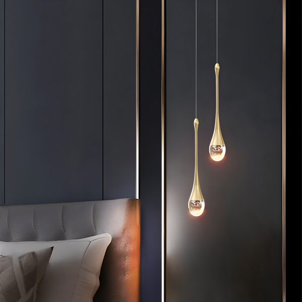 Glazen druppel hanglamp - zwart & goud kristallen bubble hanglamp - teardrop verlichting