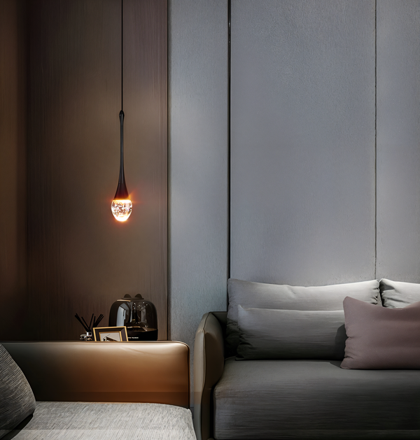 Glazen druppel hanglamp - zwart & goud kristallen bubble hanglamp - teardrop verlichting