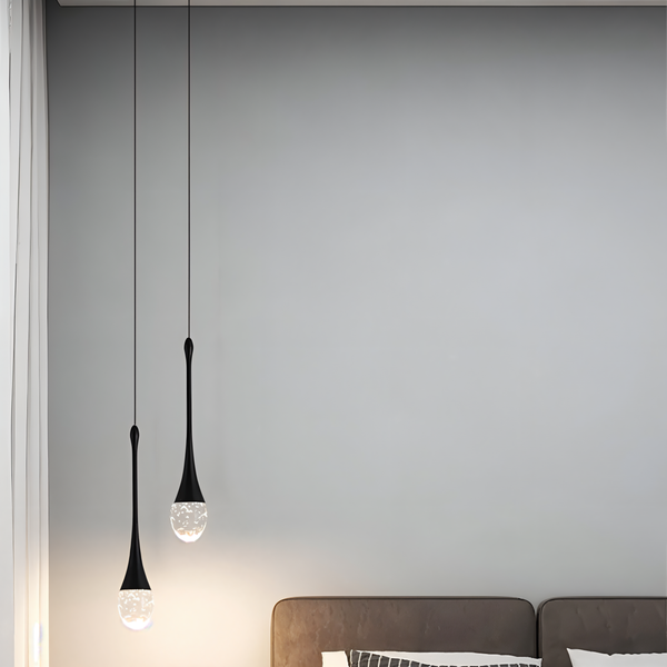 Glazen druppel hanglamp - zwart & goud kristallen bubble hanglamp - teardrop verlichting