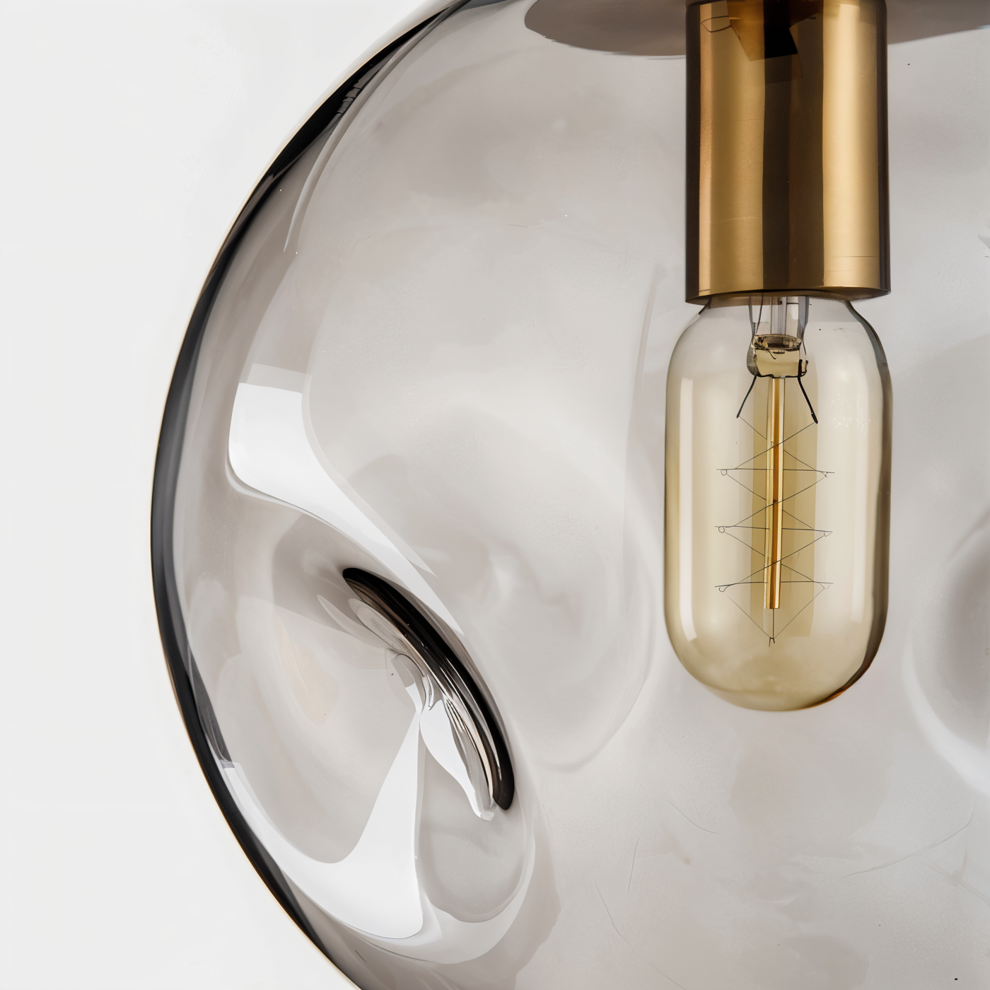 ChroDent hanglamp - rond champagne grijs glas led hanglamp - vintage wabi sabi verlichting