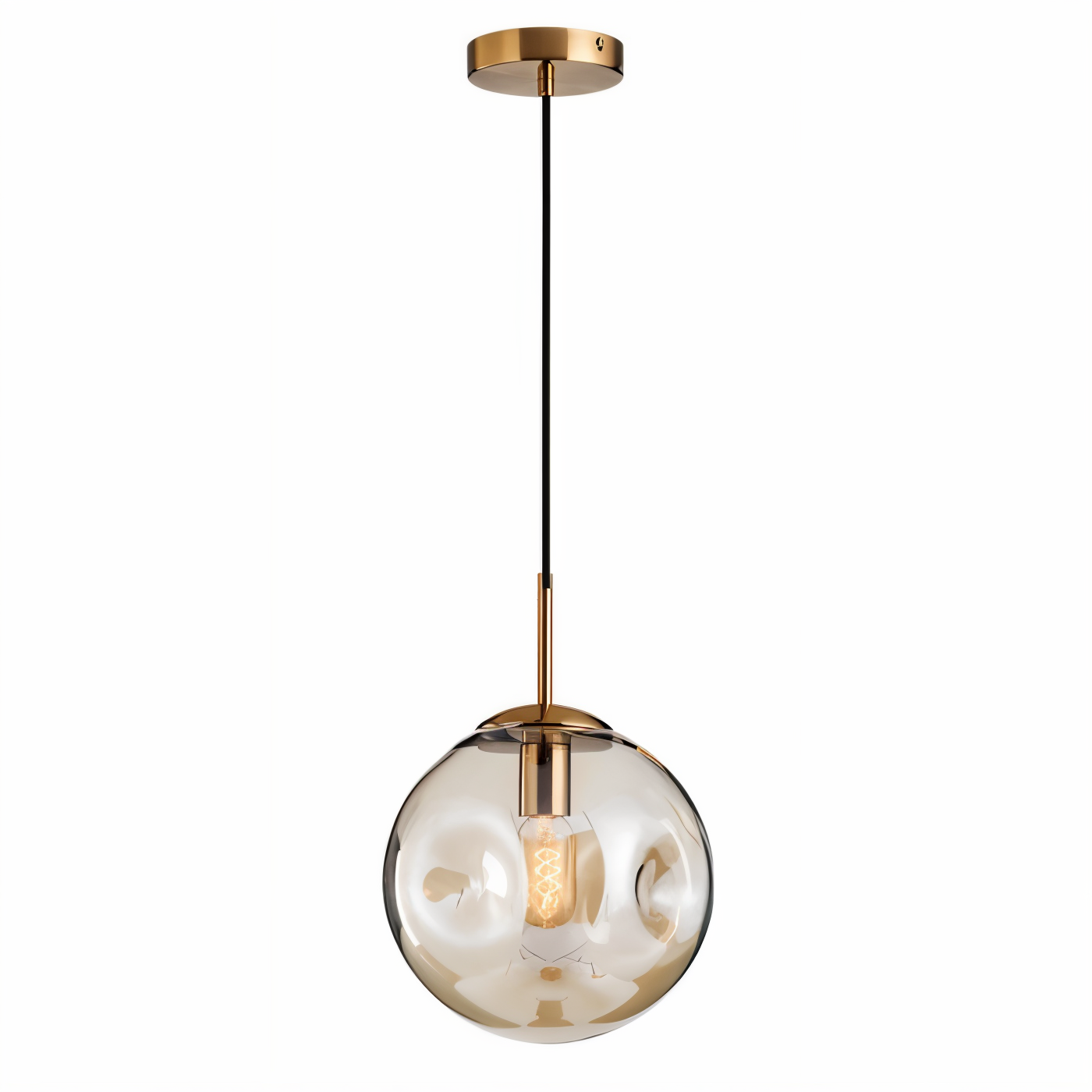 ChroDent hanglamp - rond champagne grijs glas led hanglamp - vintage wabi sabi verlichting