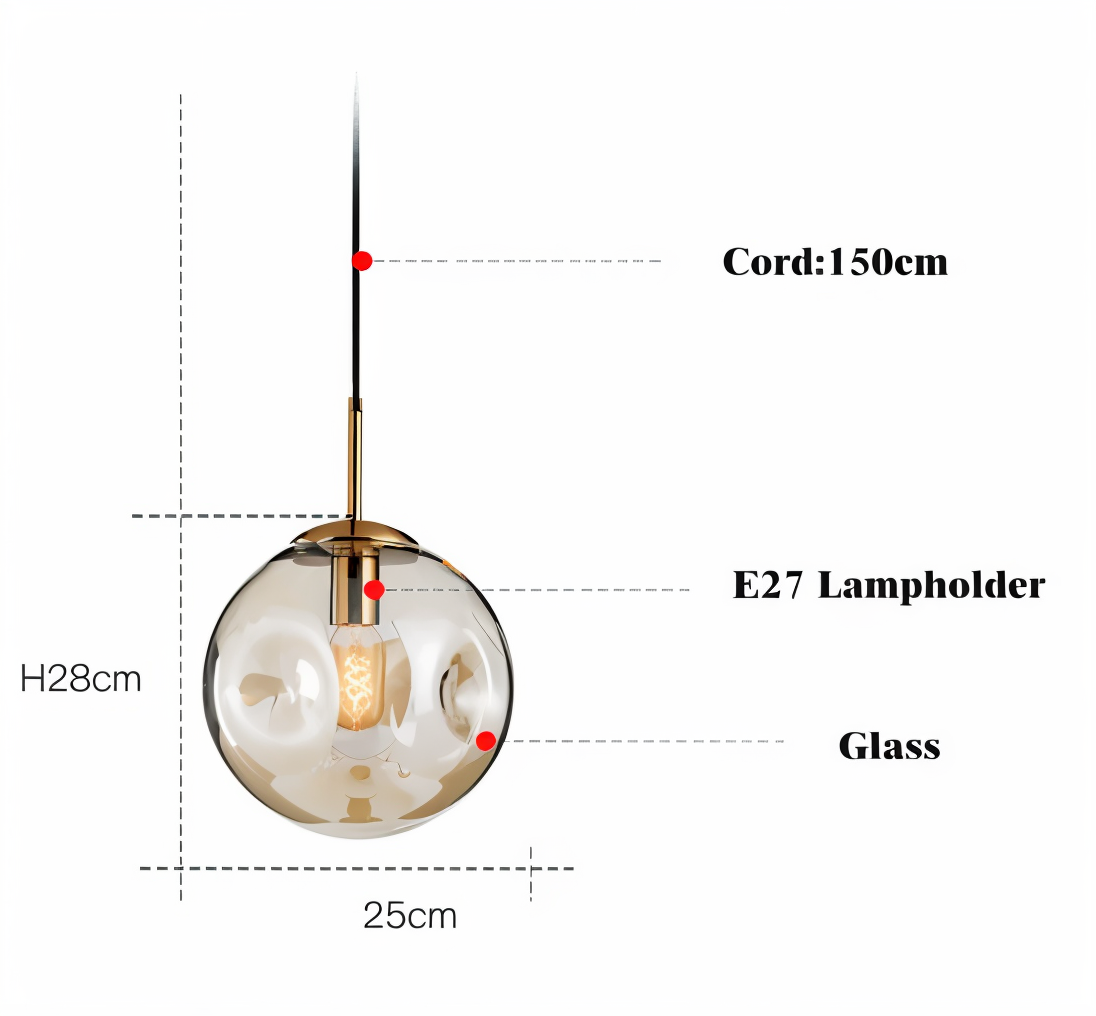 ChroDent hanglamp - rond champagne grijs glas led hanglamp - vintage wabi sabi verlichting