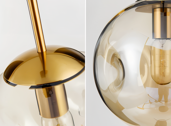 ChroDent hanglamp - rond champagne grijs glas led hanglamp - vintage wabi sabi verlichting