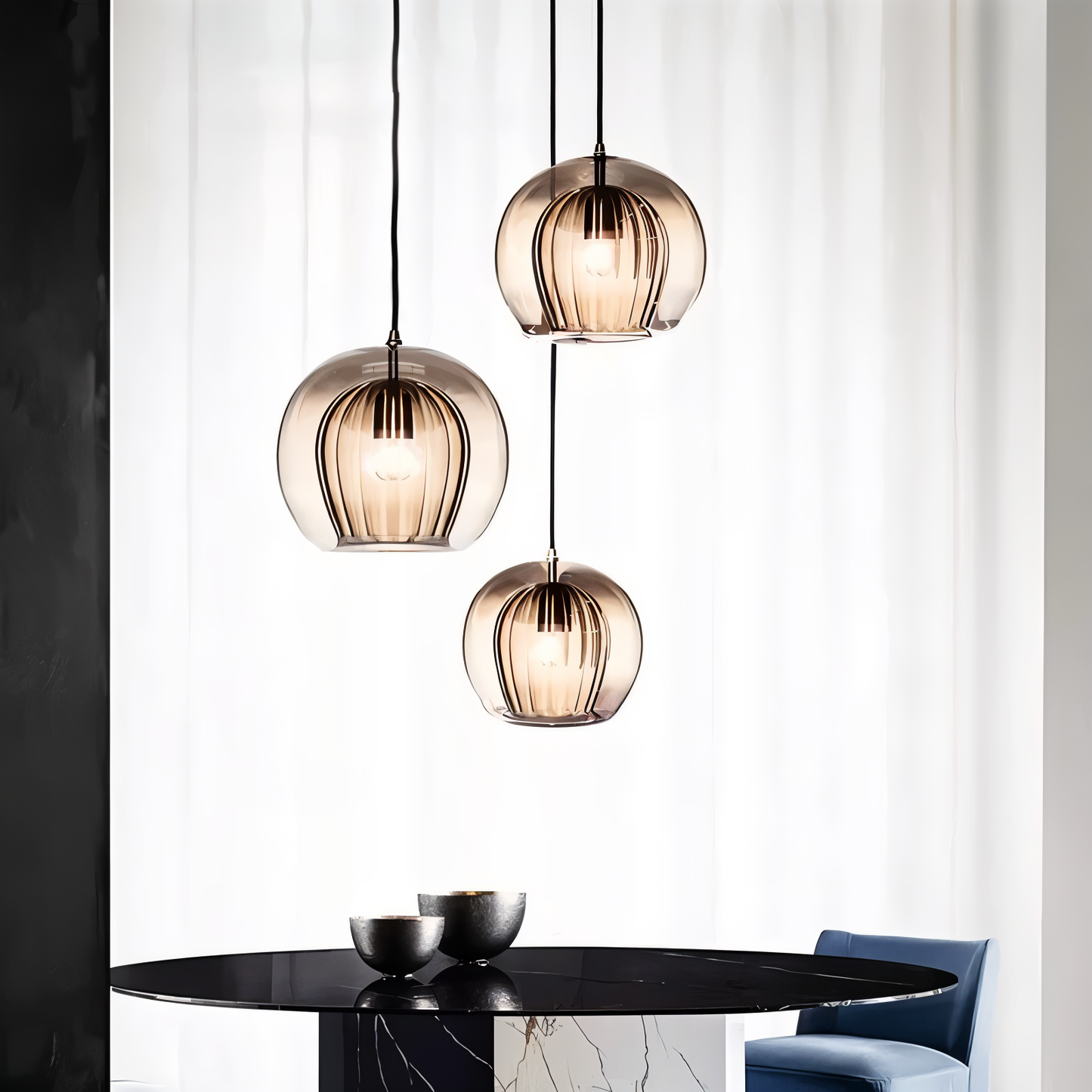 Glazen hanglamp ClearLuxe - vintage hanglampen woonkamer - bolvormige lamp