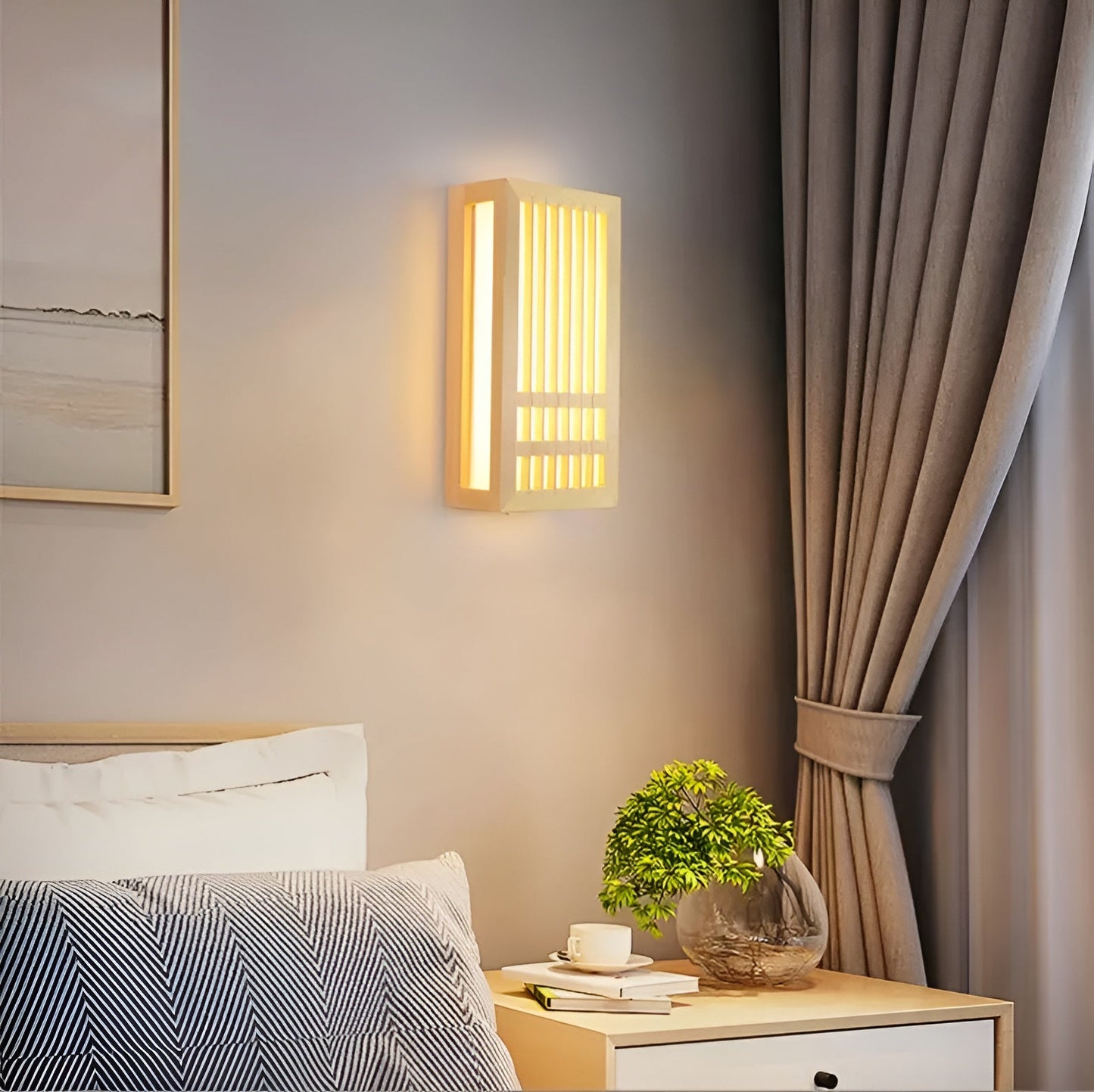 DoaGlow Japanse houten wandlamp - moderne houten & acryl Japanse verlichting