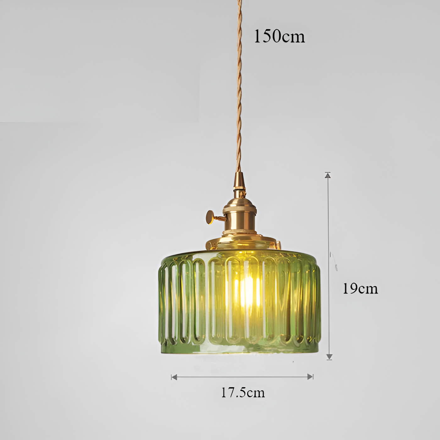 GlamourGlazen hanglamp - vintage groene hanglamp - cilindrische lamp