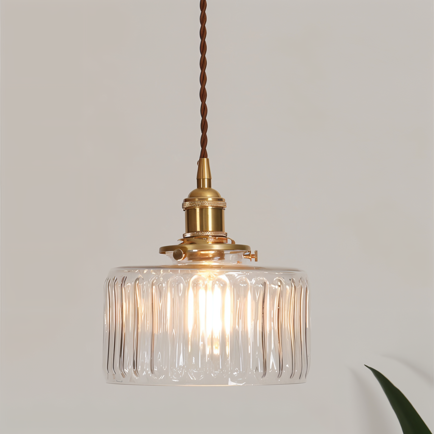 GlamourGlazen hanglamp - vintage groene hanglamp - cilindrische lamp