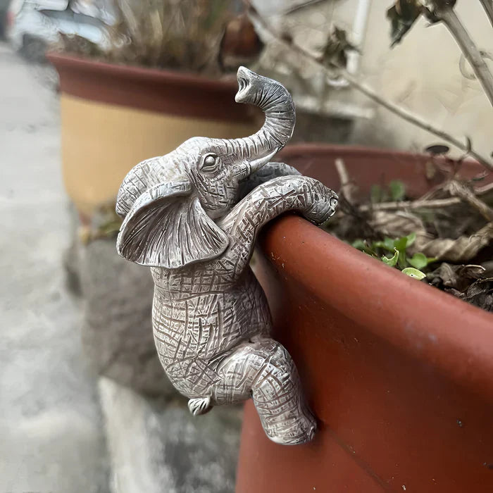 Hars olifant pothanger - bloempothanger olifant - hangende olifant decoratie
