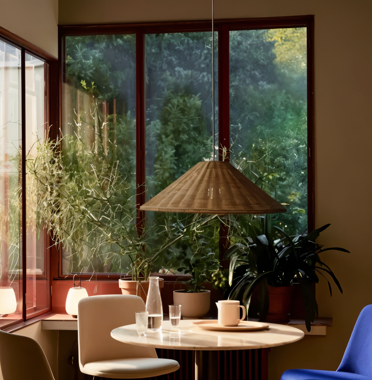 HatWicker hanglamp - hanglamp van bruin-beige kegelvormig rotan - naar beneden gericht licht
