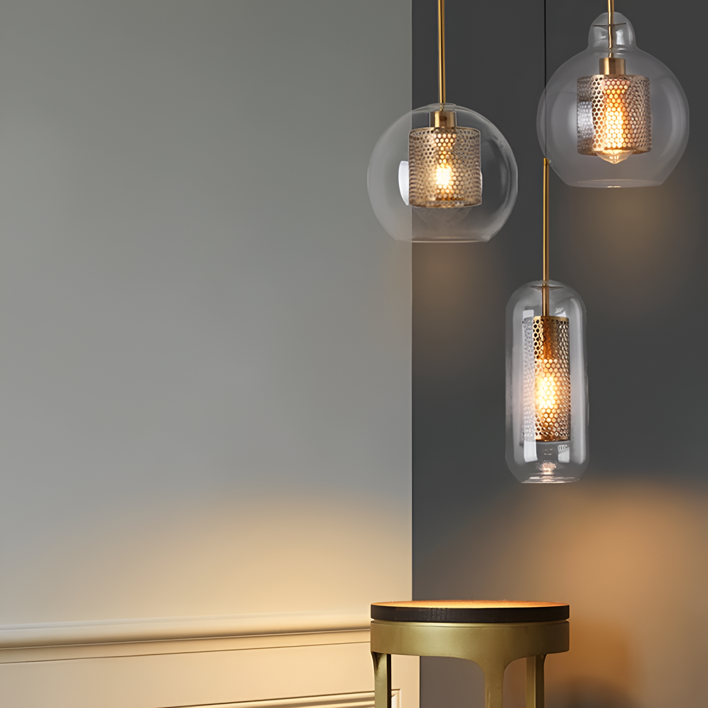 HiveGlim - geometrische glazen hanglamp met honingraatmotief - vintage loft lighting