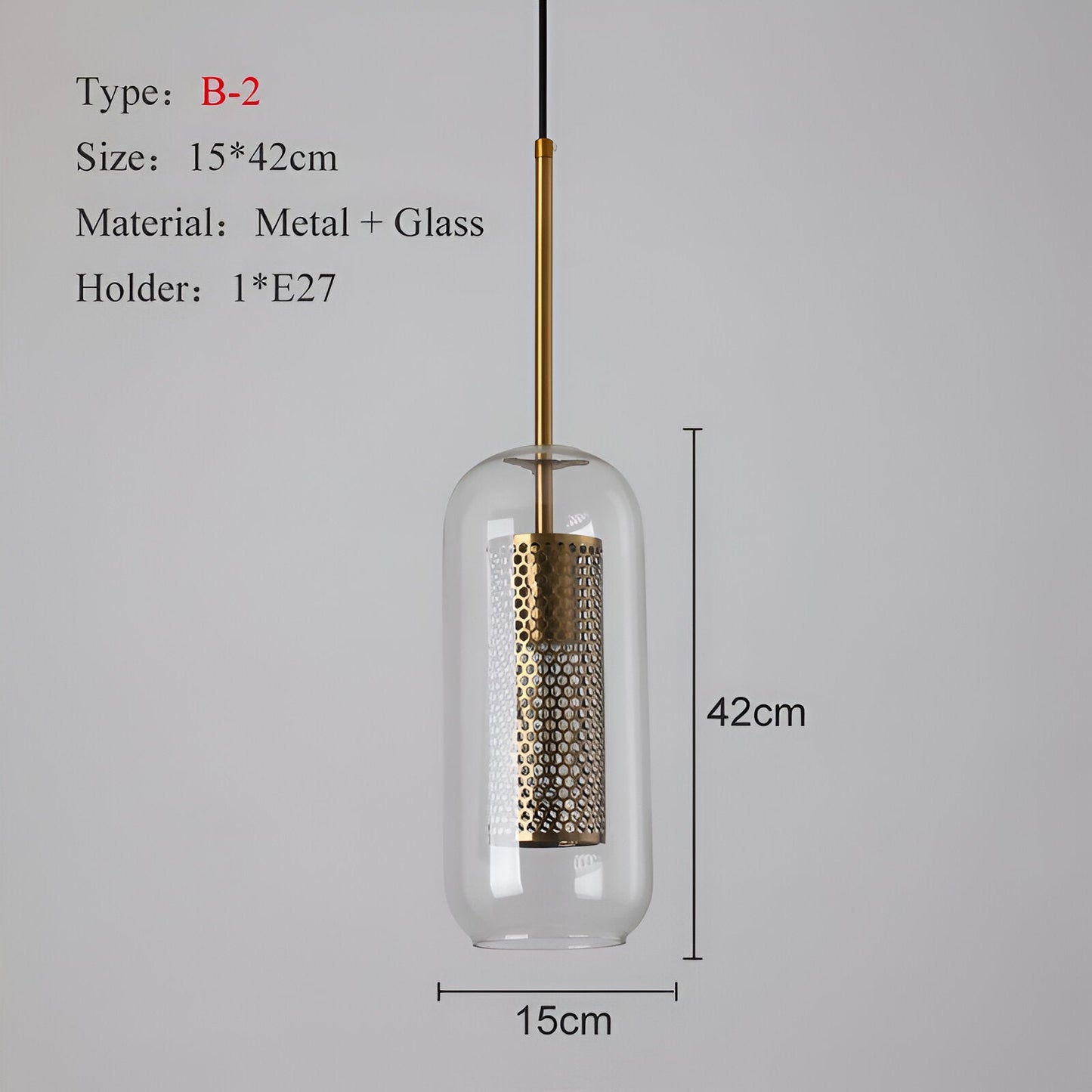HiveGlim - geometrische glazen hanglamp met honingraatmotief - vintage loft lighting