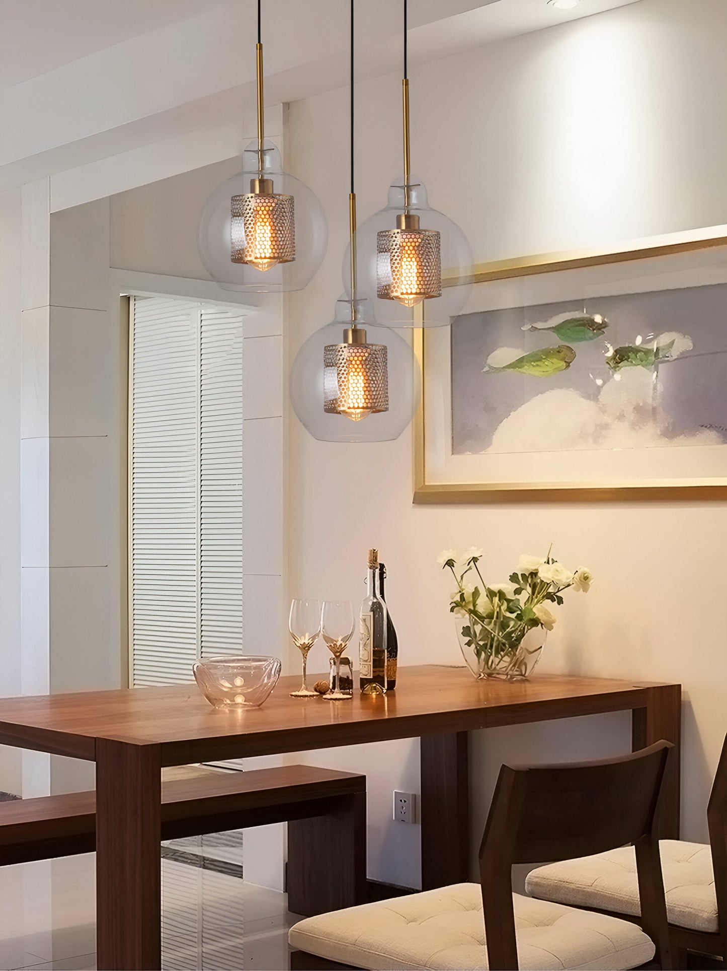 HiveGlim - geometrische glazen hanglamp met honingraatmotief - vintage loft lighting