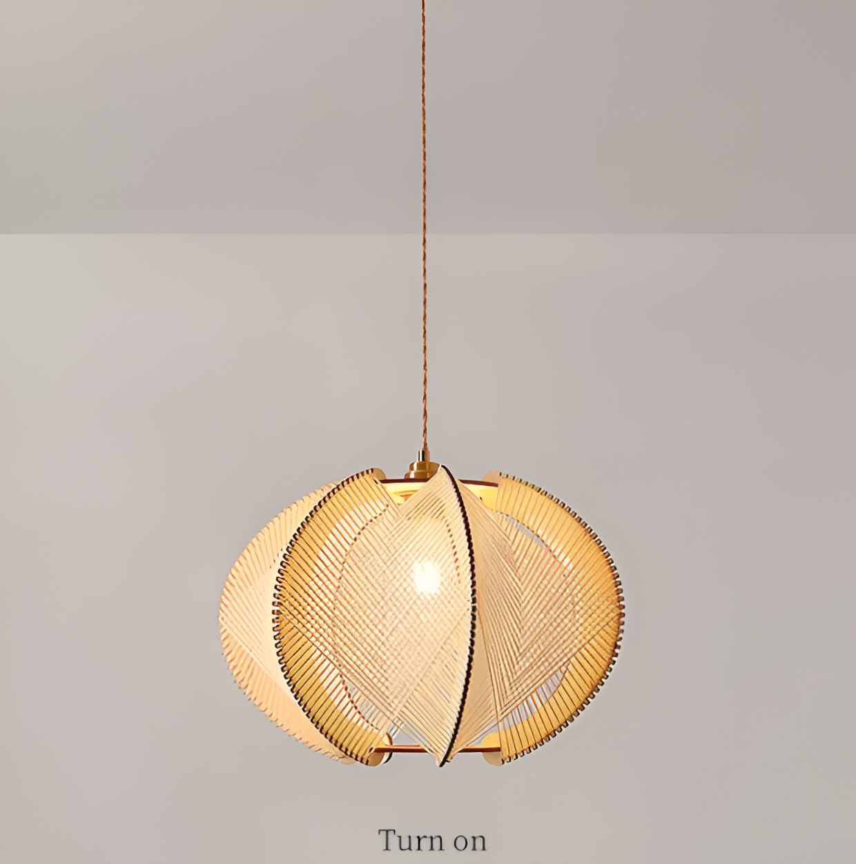Kirei hanglamp - geometrische hanglamp van henneptouw en hout - wabi sabi verlichting