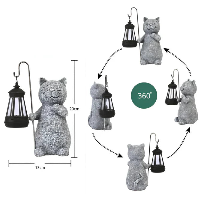 KittyBeam- betoverende lantaarn met kattenbeeld op zonne-energie voor tuinplezier