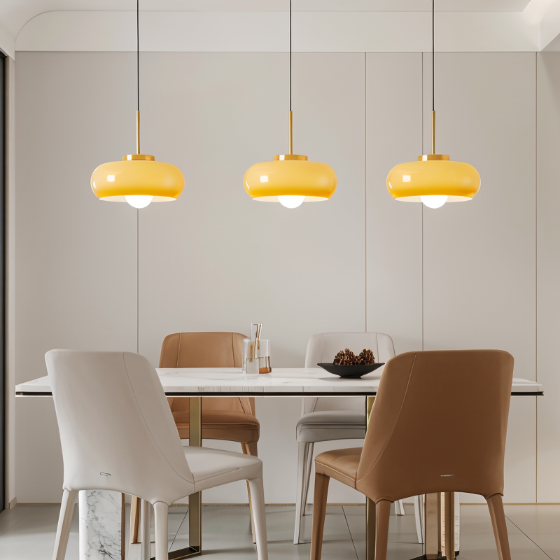 Koperen koepellamp - retro oranje wit bauhaus led hanglamp