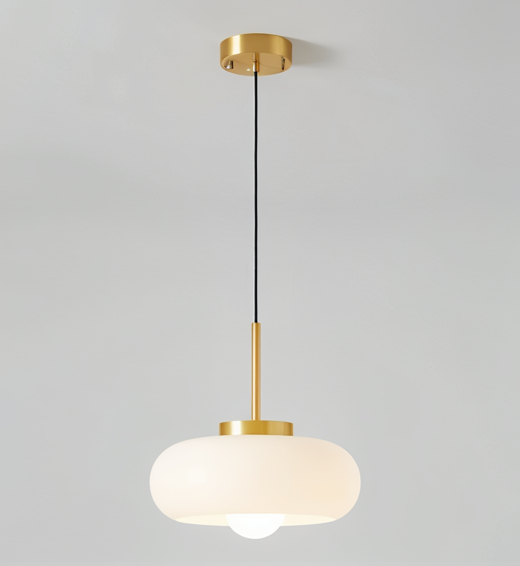 Koperen koepellamp - retro oranje wit bauhaus led hanglamp