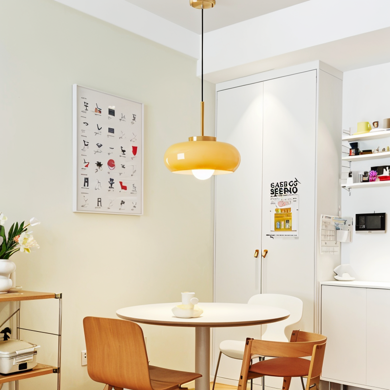 Koperen koepellamp - retro oranje wit bauhaus led hanglamp