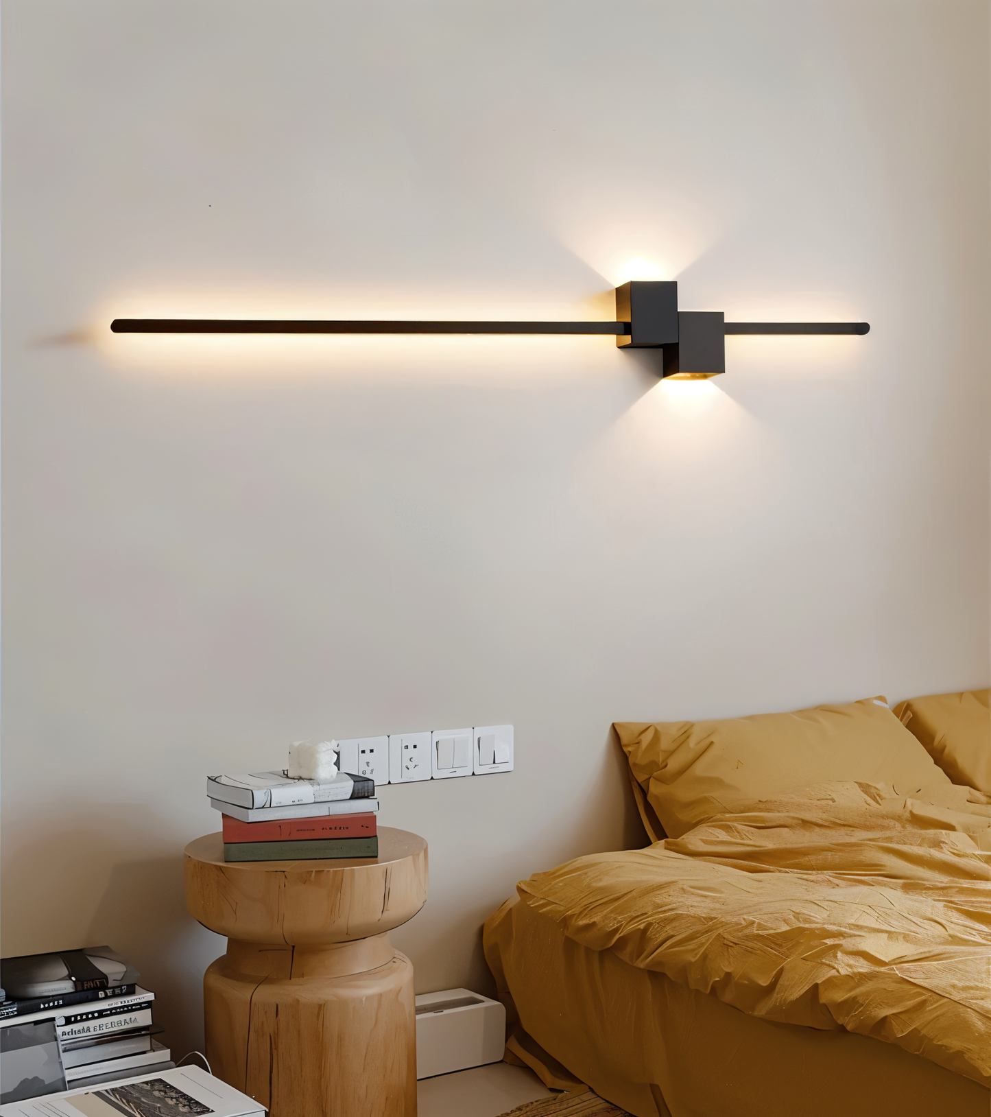 The line wandlamp - minimalistische lange zwarte led wandlamp