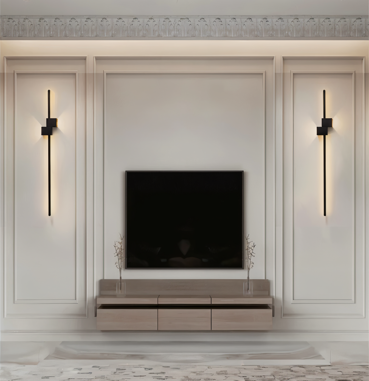 The line wandlamp - minimalistische lange zwarte led wandlamp