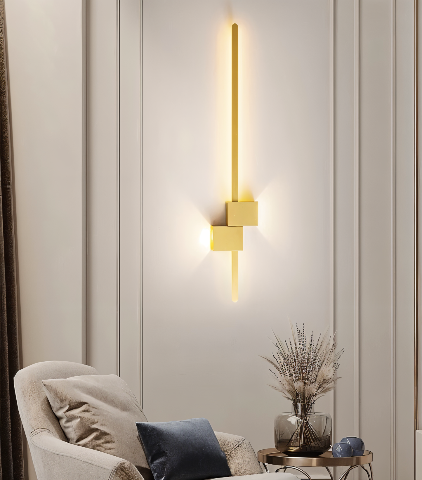 The line wandlamp - minimalistische lange zwarte led wandlamp