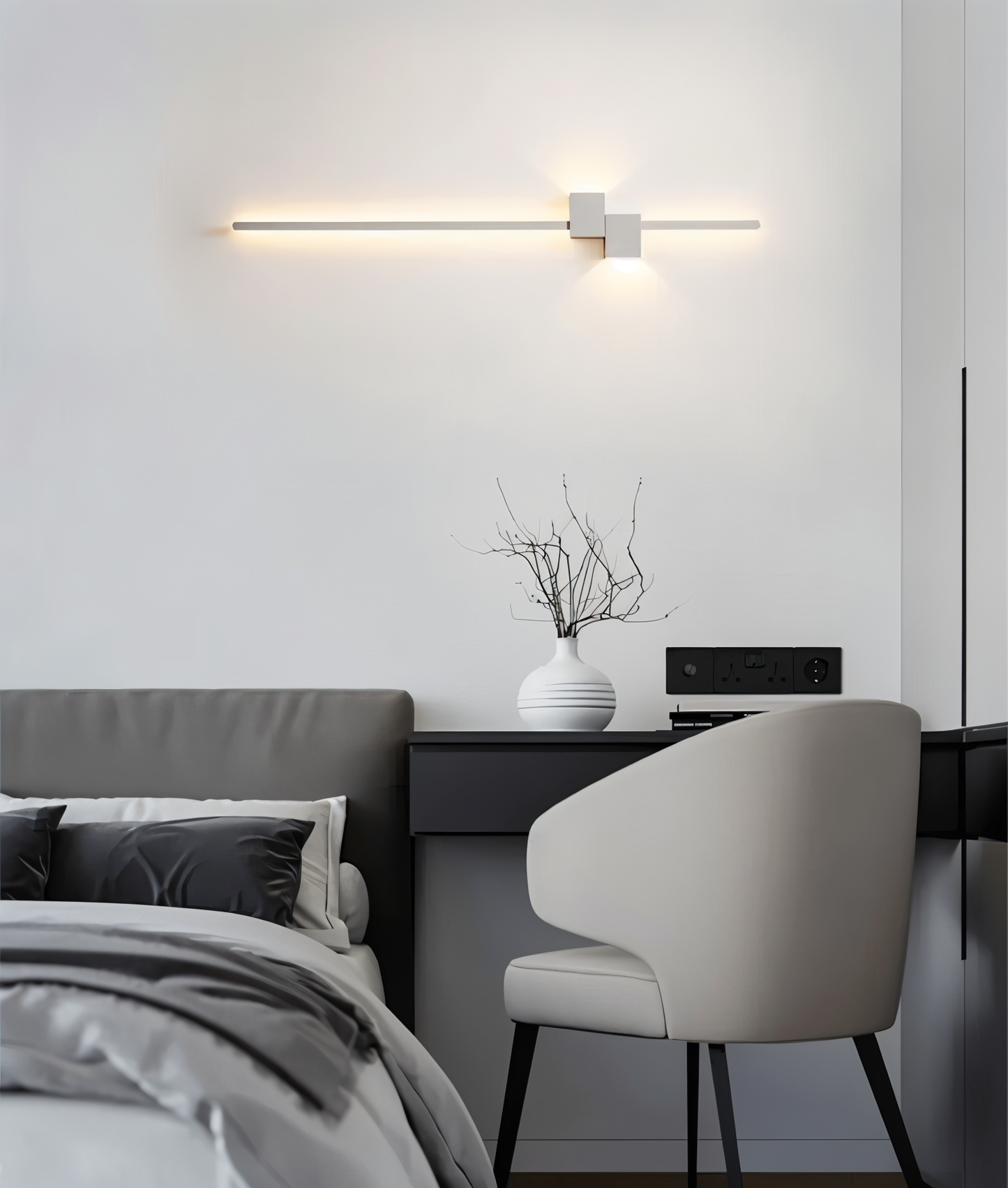 The line wandlamp - minimalistische lange zwarte led wandlamp