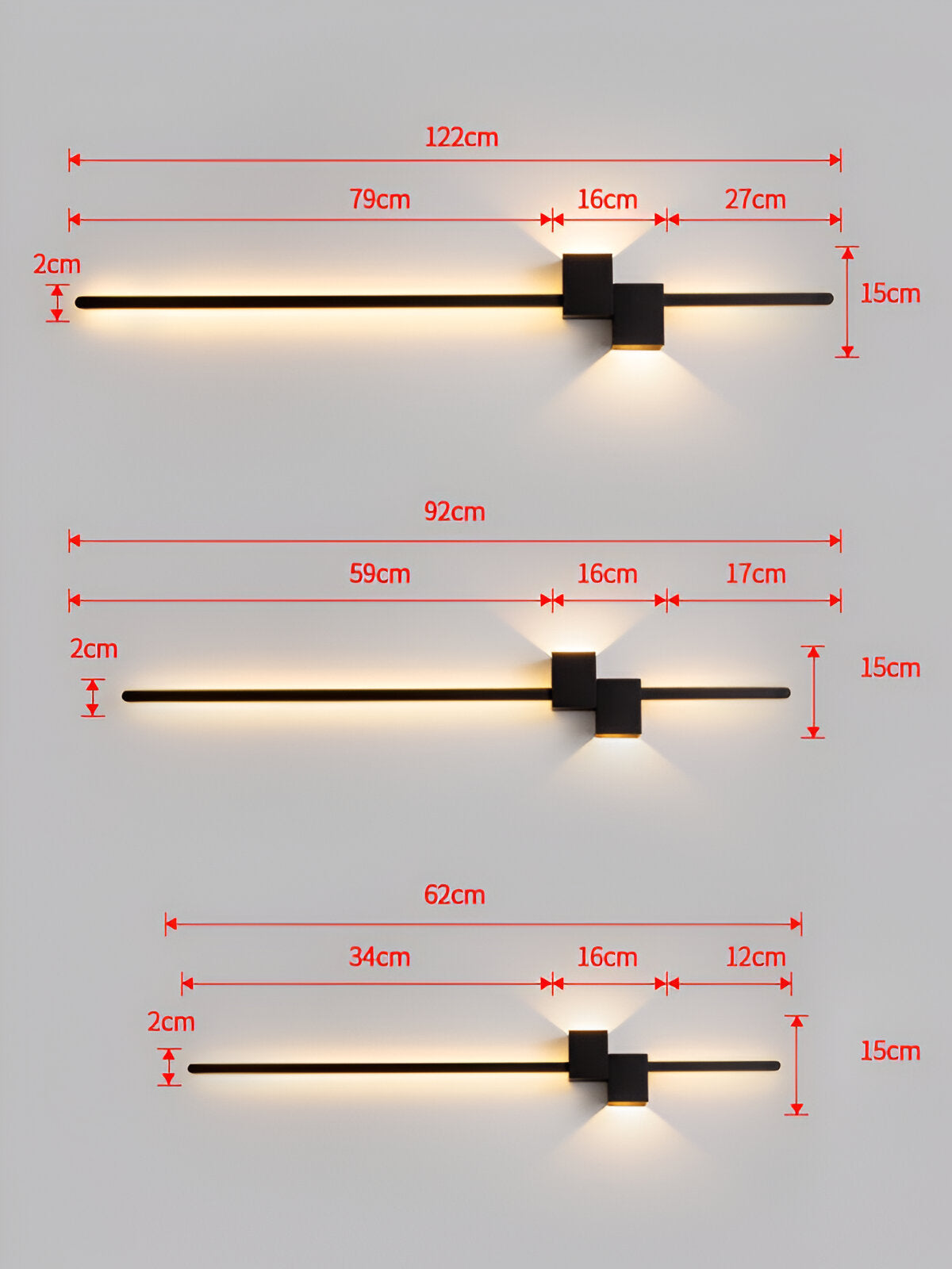The line wandlamp - minimalistische lange zwarte led wandlamp