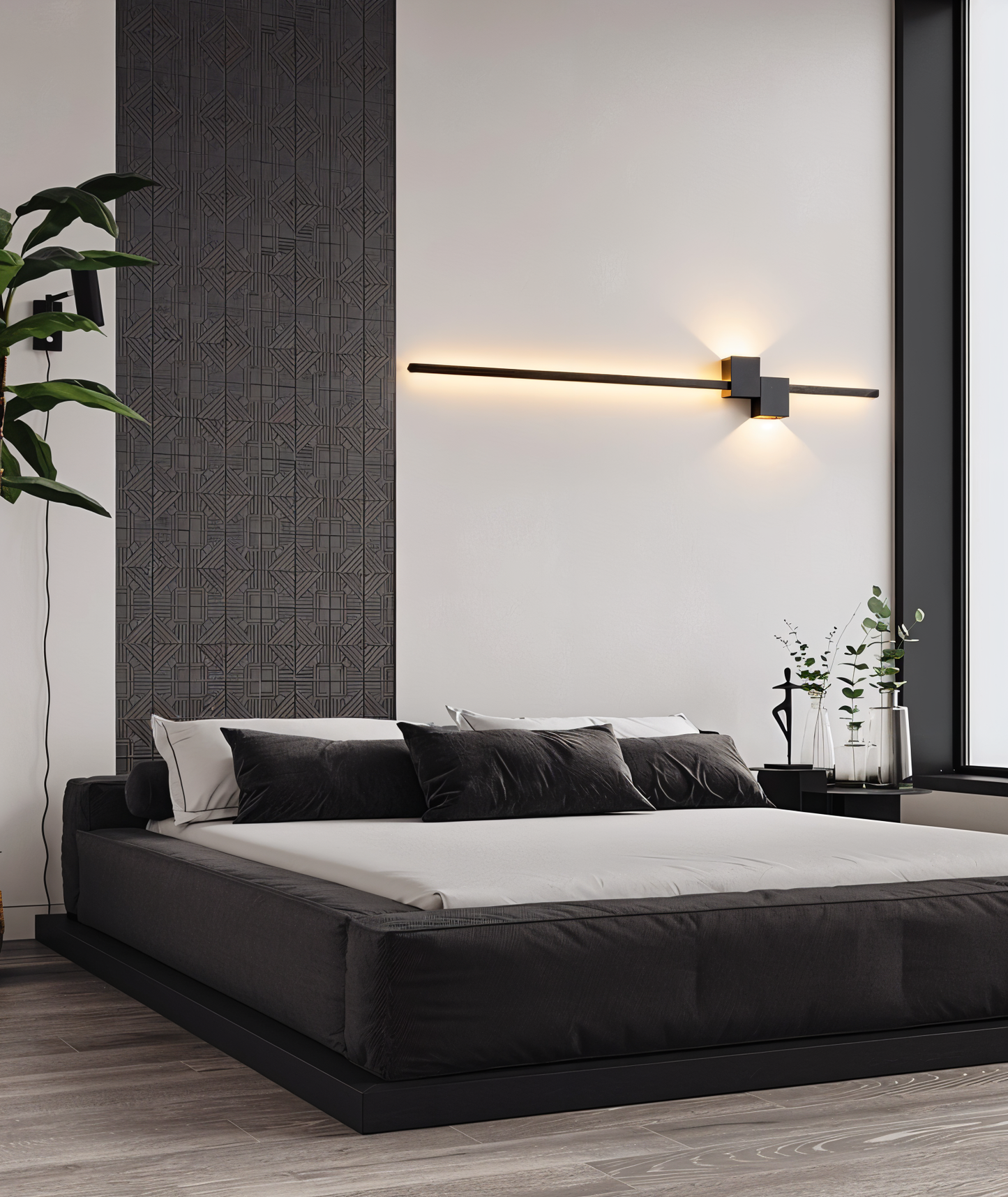 The line wandlamp - minimalistische lange zwarte led wandlamp