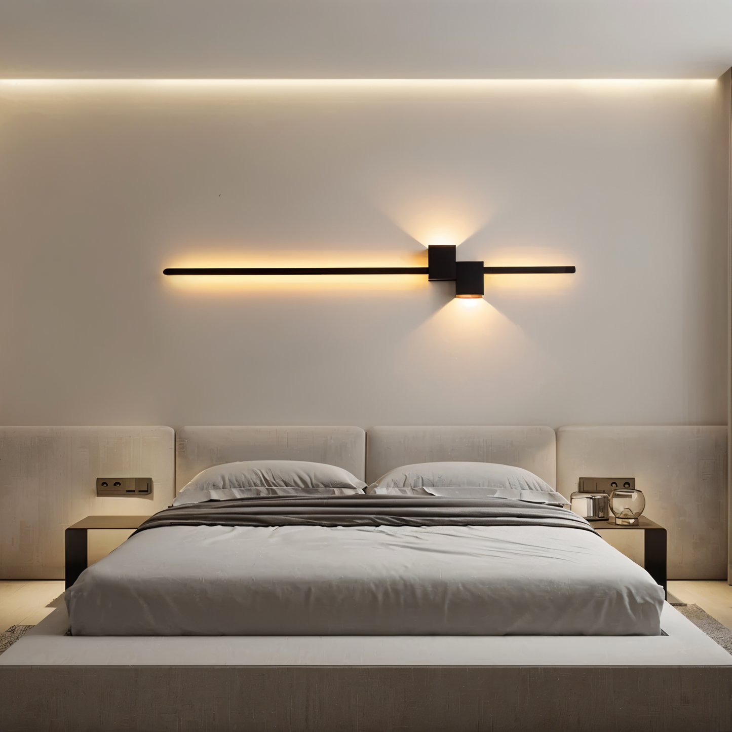 The line wandlamp - minimalistische lange zwarte led wandlamp