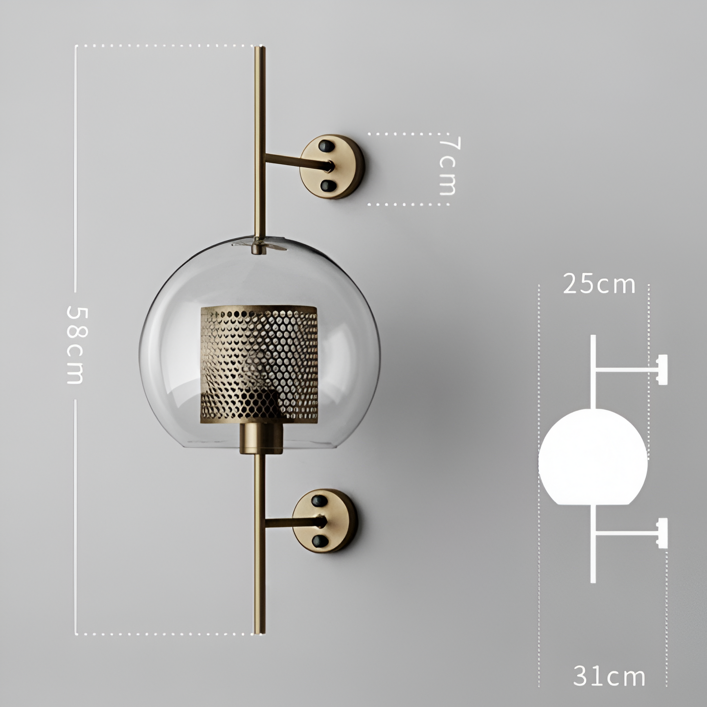 Orbee wandlamp - stijlvolle glazen wandlamp - honingraat wandlamp ontwerp - vintage wandlampen led
