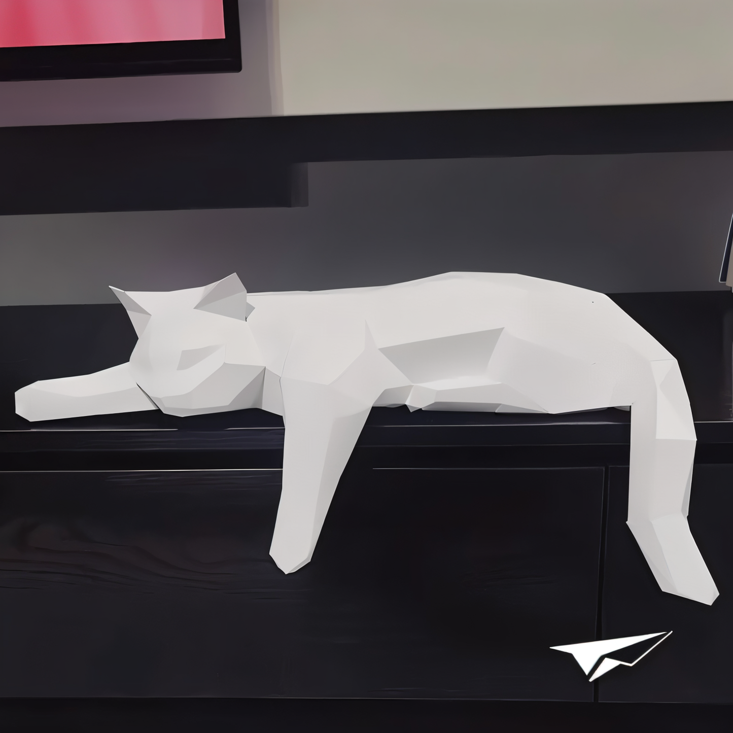 OriPurr - artistieke diy zwart wit 3D slapende origami Kat decoratie